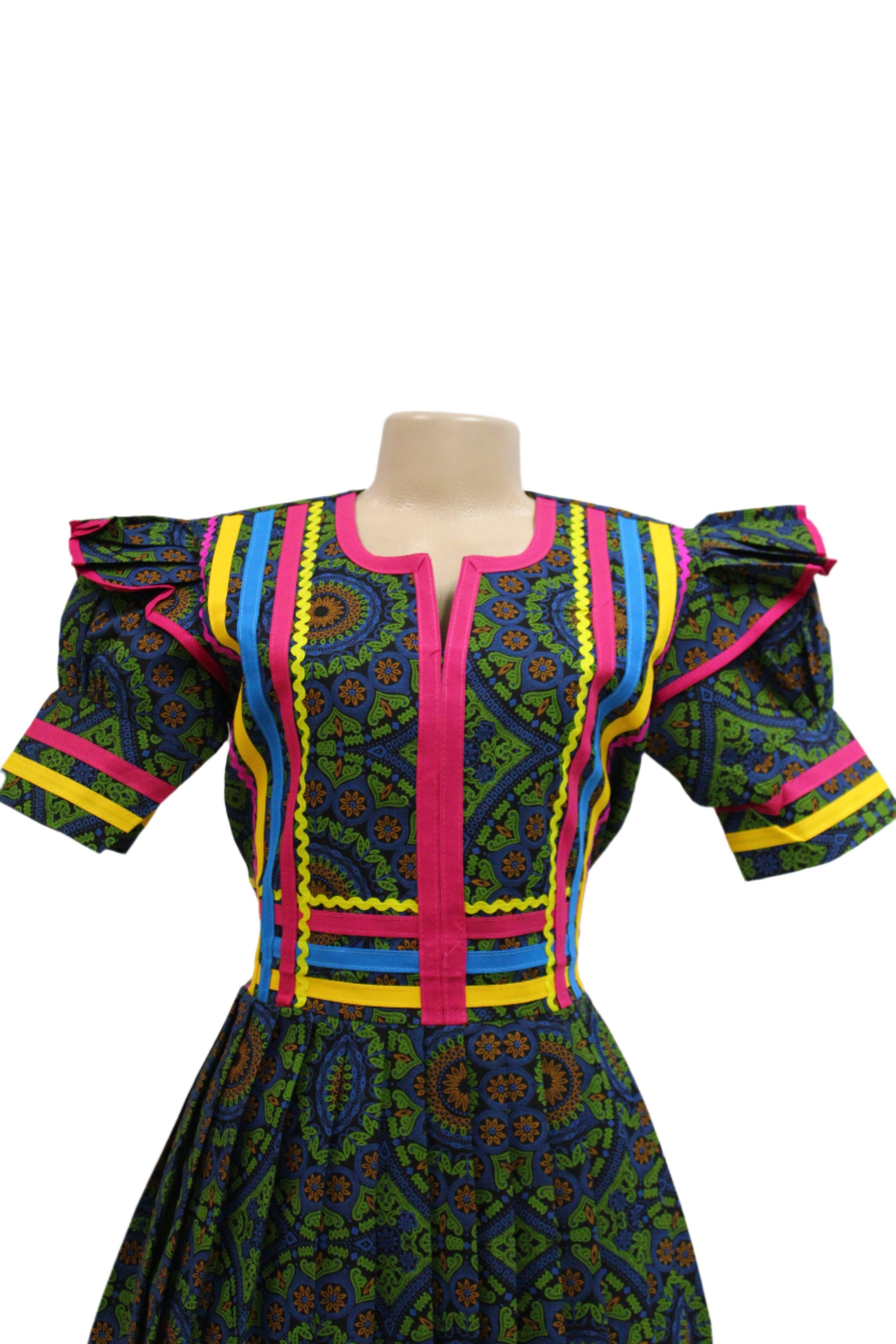 Ladies Traditional Dress With Pleats~ Green – ZE Africa