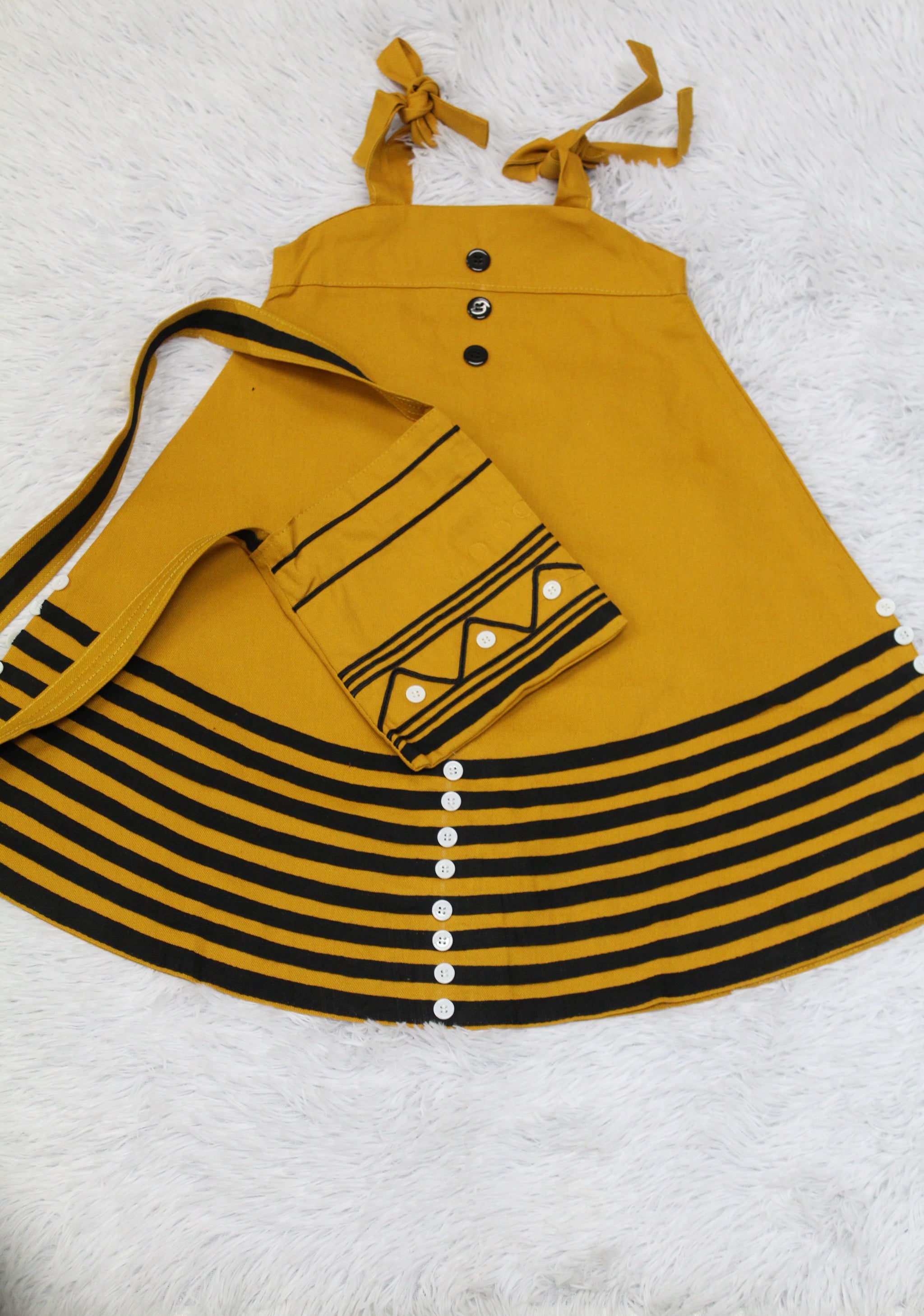 Girls Traditional Dresses With Adjustable Straps~Mustard – ZE Africa